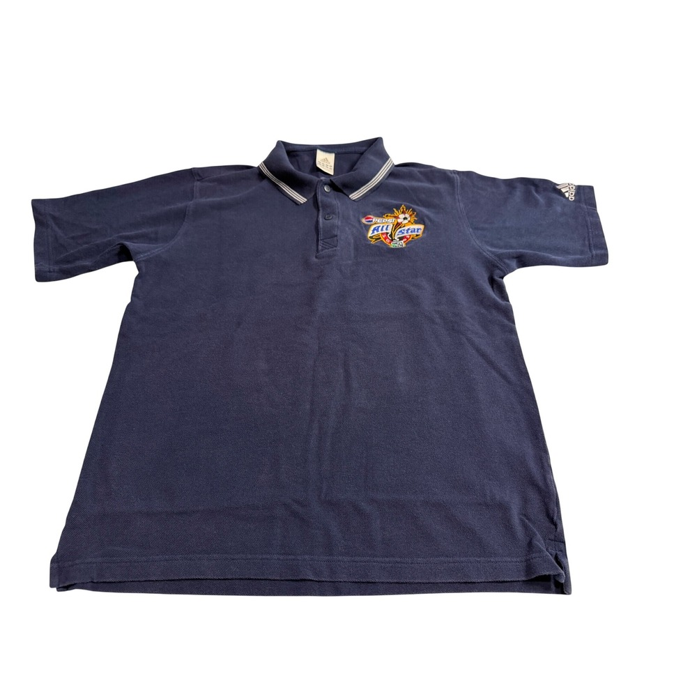 Vintage 2003 Adidas MLS All-Star Game Polo Shirt Navy Blue Mens Medium Soccer